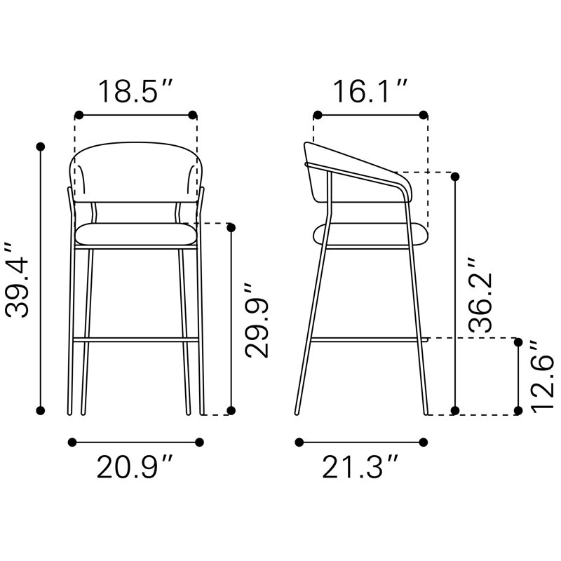 Ensemble de 2 tabourets Katriel crème, Brun