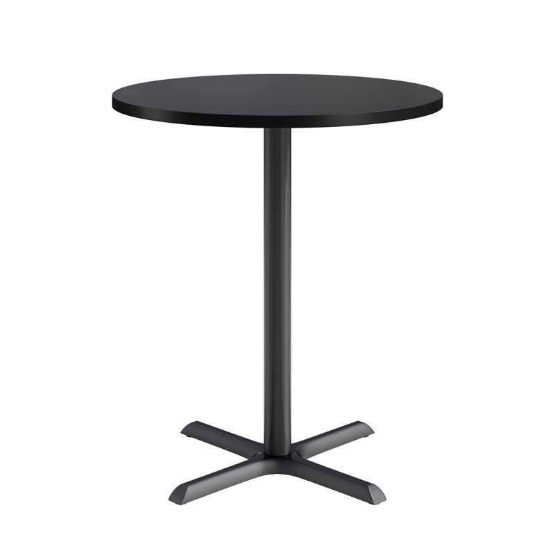KFI Studios Proof Round Pedestal Table, Bar Height X-Base, 36" W x 36" L, Black, Black