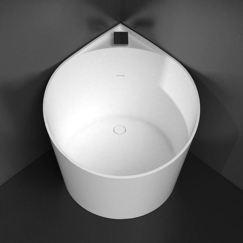 Emington 44.9'' x 37.5'' Soaking Solid Surface Bathtub, White