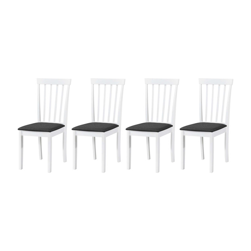 Ensemble de 4 chaises de salle à manger en bois Kazuha - Chaise d'appoint rembourrée moderne pour la cuisine, Blanc