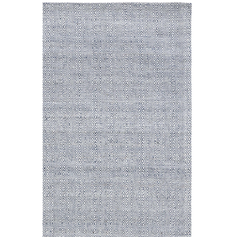 Tapis bleu / ivoire en coton tissé à la main par MSR9675 Wilton Martha Stewart, Rectangle de 5 pi x 8 pi