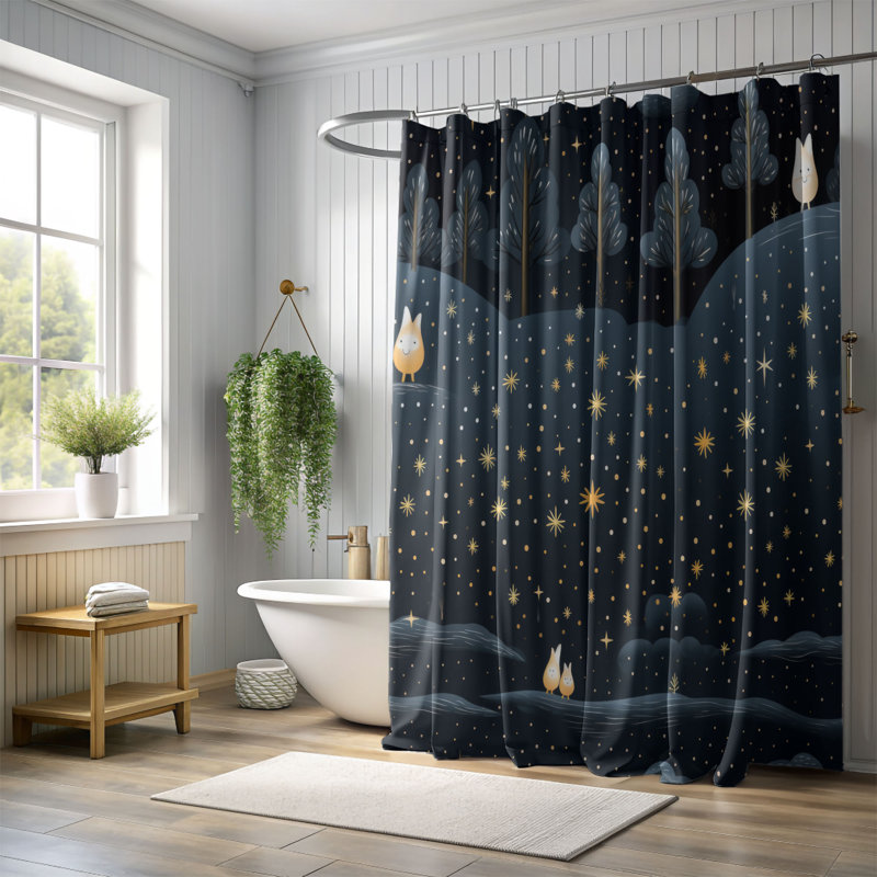 Christmas Stars - Rideau de douche Premium, H 74 po x l 71 po