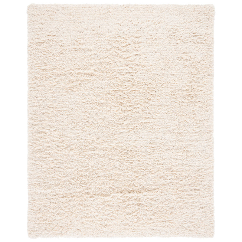 Delane Handwoven Wool Ivory Area Rug, Rectangle 5' x 8'