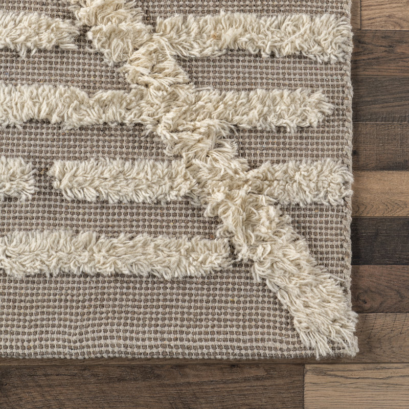 Kandice Contemporary Trellis Wool Blend Area Rug, Rectangle 4' x 6'