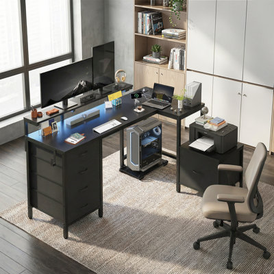 L-Shaped Metal Base Computer Desk