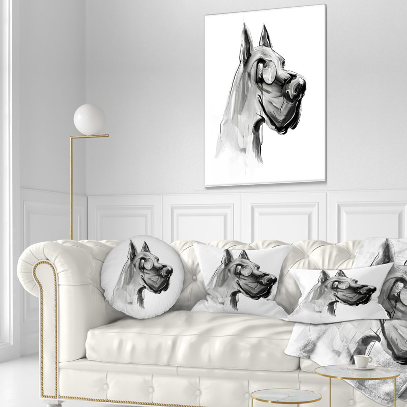 Coussin English Bulldog with Monocle, 12 po x 20 po, Rectangulaire