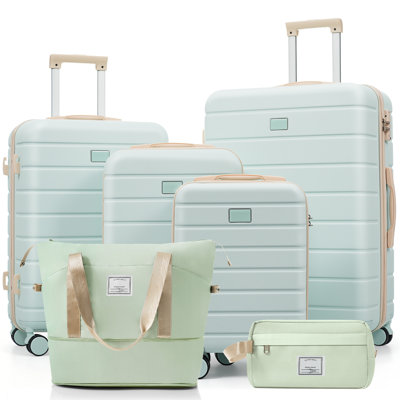 Travelpro Max 6 - Piece Luggage Set with Duffel and Toiletry Bag, Grey Green