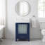 Meuble-lavabo autoportant de 20 po en bleu avec lavabo intégré en céramique blanc, porte à fermeture en douceur, assemblage requis-133711756
