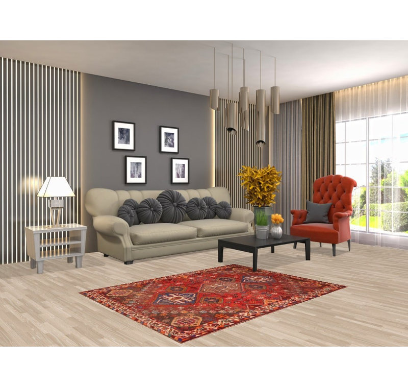 Tapis traditionnel géométrique en laine 4 x 5