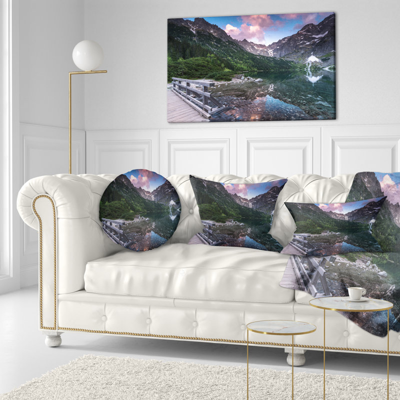 Coussin lombaire imprimé en bois et pont