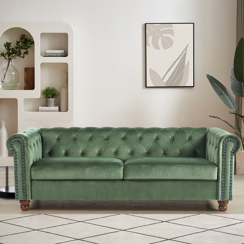 Canapé capitonné Chesterfield 80 po Newell, Vert