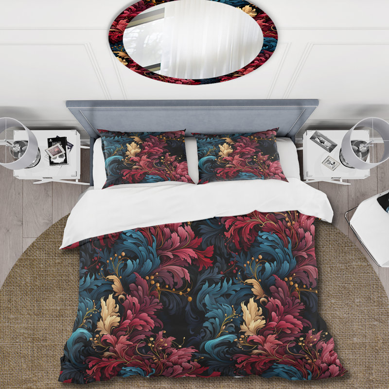 Regal Purple And Blue Luxe Opulence I - Ensemble de housse de couette à motif cachemire