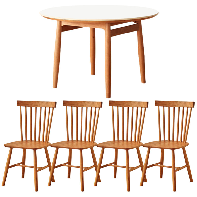 Table ronde en bois de cerisier, Blanc, H 29,52 po x L 47,24 po x l 47,24 po