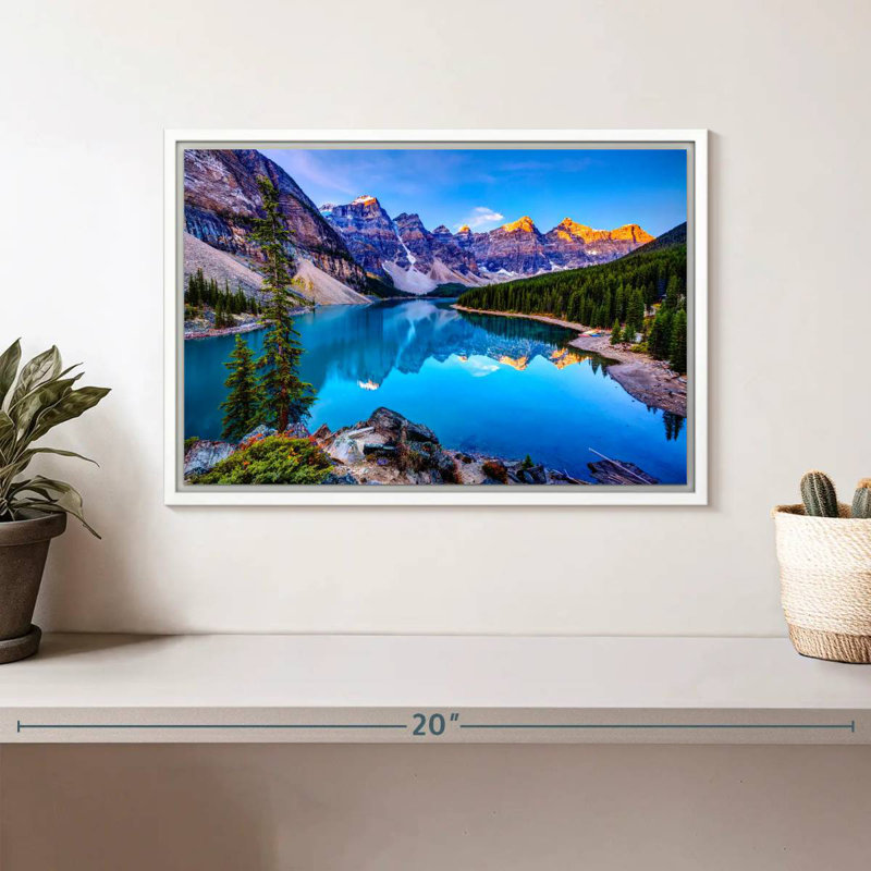 Incroyable lac Moraine, Cadre flottant blanc, 13 po x 9 po