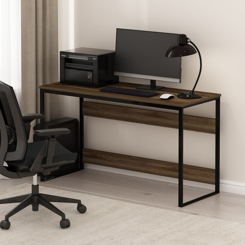 Gallatin Metal Base Computer Desk, Columbia Walnut/Black