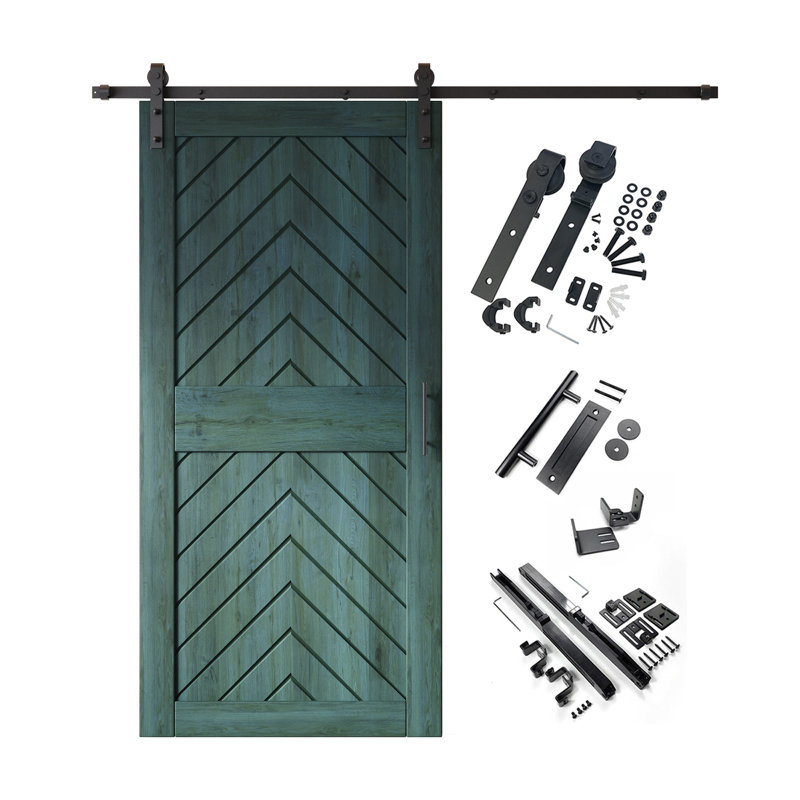 Porte de grange en forme d'arête de poisson 4-en-1 fini et non assemblé 32 po x 84 po Homacer Royal Pine, 32 po x 84 po