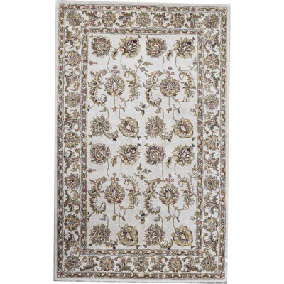 Tapis beige noué à la main de haute qualité