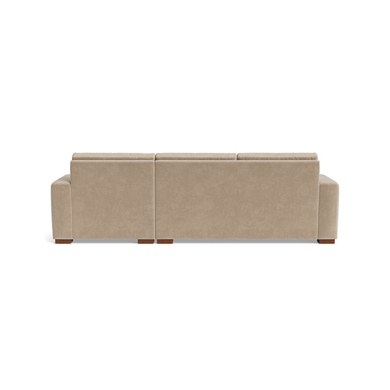 Couch Potato Chaise Sectional, Velvet - Beige, Right Hand Facing