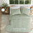 Elegant Sage King Bedding Set, Polyester Cotton Blend, Cozy Cottage Style