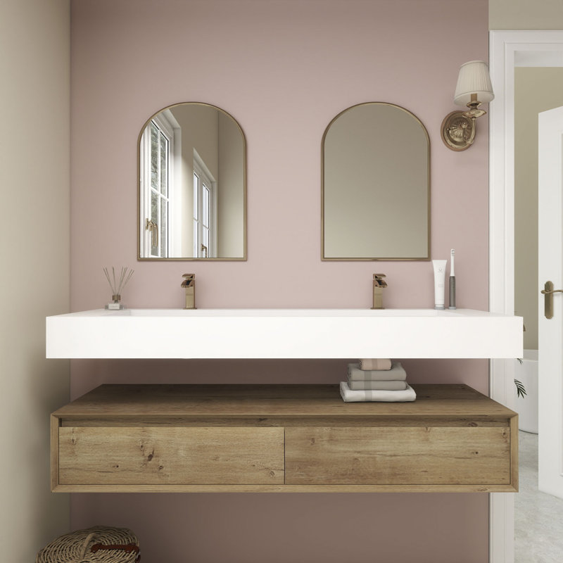 Ensemble de meuble-lavabo double mural 60 po Alysa, Chêne
