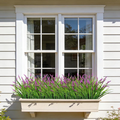 20 pièces de fleurs artificielles d'extérieur résistantes aux rayons UV lavande fausses plantes vertes herbe avec fleurs pour décoration de pot pour fenêtre jardin patio suspendu jardinière sentier porche