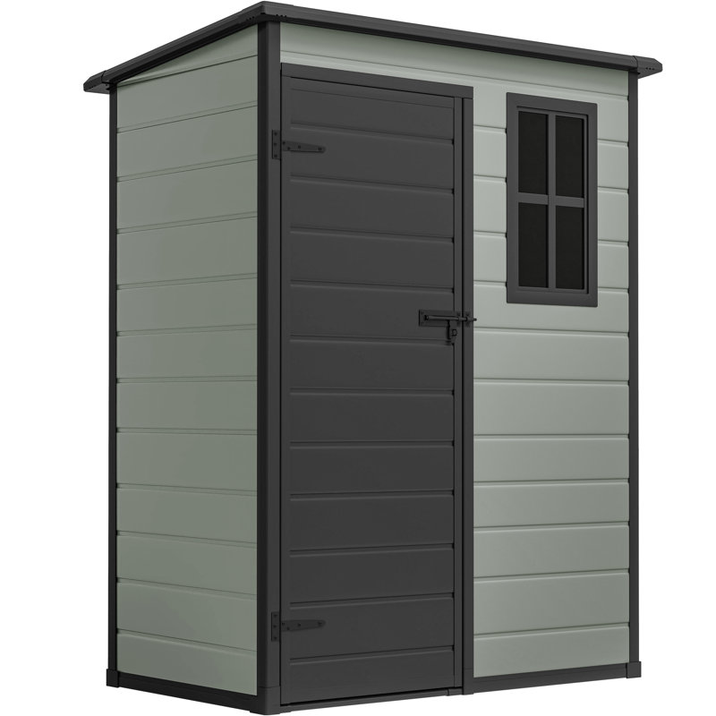 Remise de rangement extérieure 5 x 3 pi avec plancher renforcé, Gris