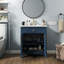 Ensemble de meuble-lavabo moderne 28 po avec surface peinte, meuble-lavabo autoportant de style Mid-Century avec rangement, meuble-lavabo haut de gamme avec tiroirs et poignées en métal, bleu-1217498708