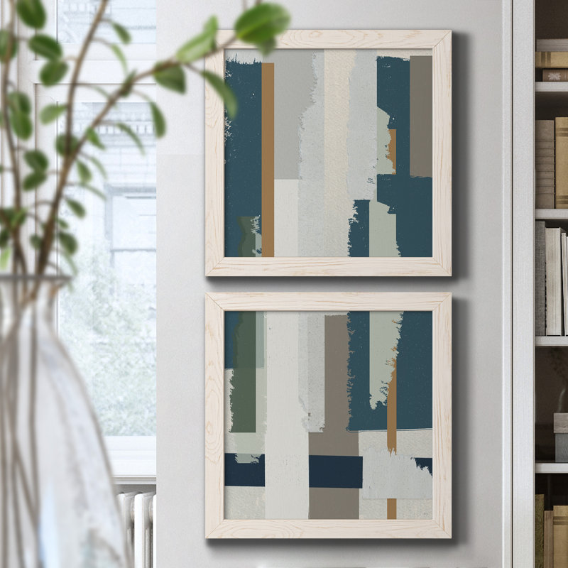 «Close to the Edge I», ensemble de 2 peintures sur toile encadrées, H 20 po x l 40 po x P 1,5 po, Cadre blanc