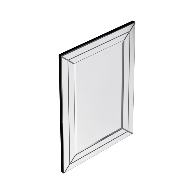 Glass Flat Wall Mirror with Hooks, 36" x 24"