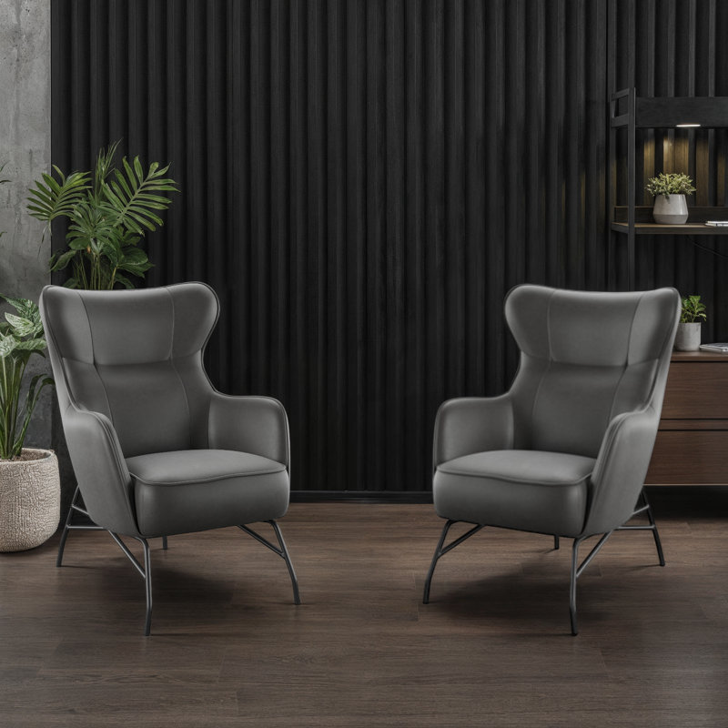 Rainer Upholstered Accent Chair, Set Of 2, Black