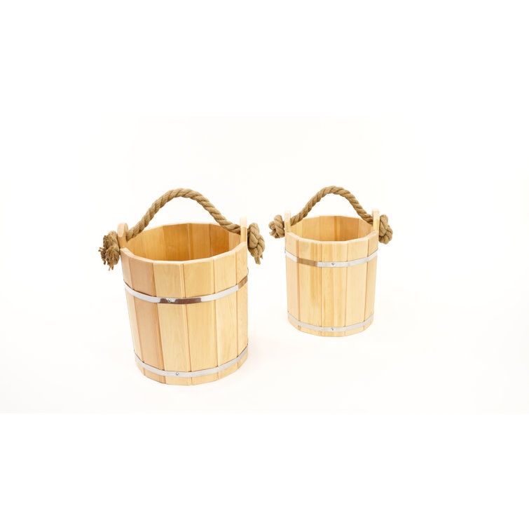 Large Wooden Bucket With Iron Strap - Nadeau Miami