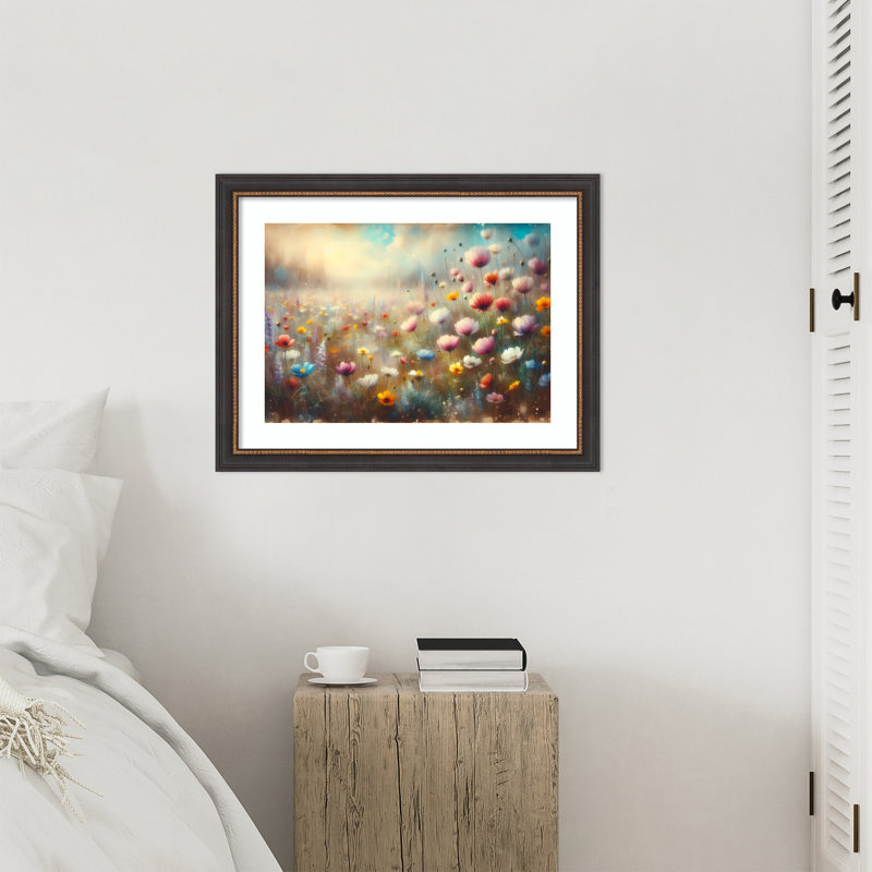 «Wildflower Meadow 6» par Tonya van Schalkwyk, reproduction d'art encadrée sur bois, H 21 po x l 27 po