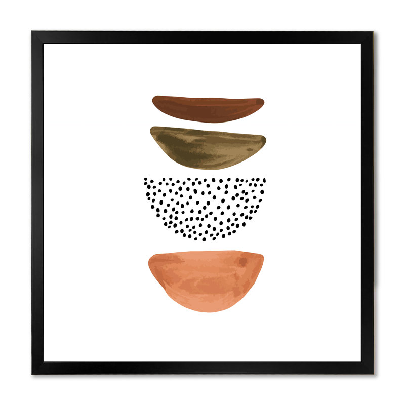 «Four Half Moon Geometrics», reproduction d'art moderne sur toile, Cadre photo noir, H 16 po x l 16 po x P 1 po