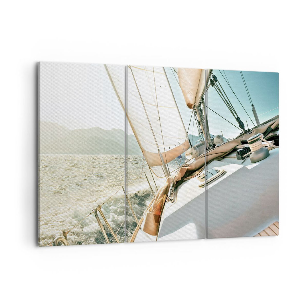 3-tlg. Leinwandbilder-Set Yacht Sailing Sun