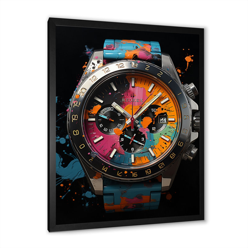 Impression sur toile, montre de luxe en acier Sentinel I, Cadre photo noir, H 32 po x l 24 po x P 1 po