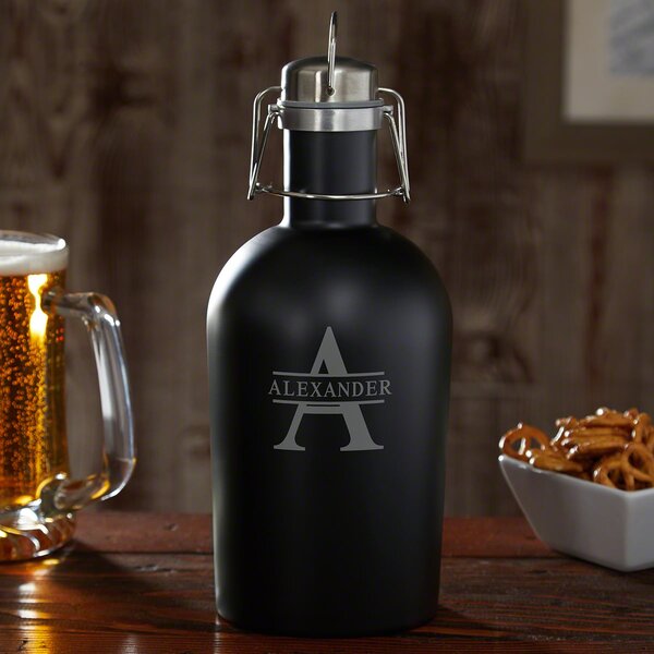 A Gift Personalized Growlers - Modern Monogram Mini Whiskey Barrel