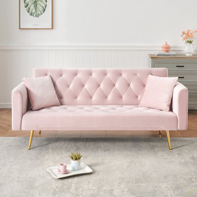 Canapé convertible de 71 pouces en velours rétro américain, convenant à un petit salon, une chambre à coucher ou un bureau