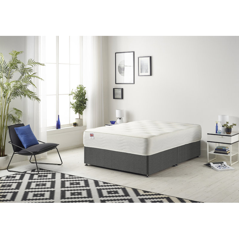 Copple Coilsprung Divan Bed Set, Charcoal, Single (3'), No Drawer