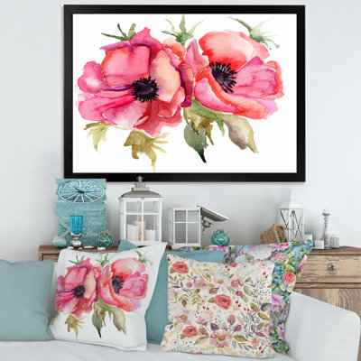 Fleurs de coquelicot stylisées - peinture sur toile