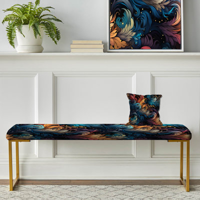 Rayon cosmique bleu et jaune - banc rembourré botanique doré