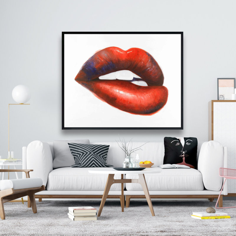 Beautiful Red Mouth Print On Canvas, H 48 po x l 60 po