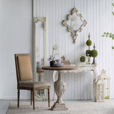 11.8x1.6x69.3" Floor Mirror With Distressed White Finish