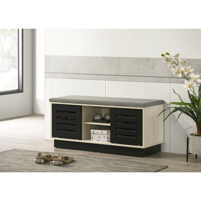 Fine-Looking Shoe Cabinet With Upholstered Top And Sliding Door 45.27 Lb Storage