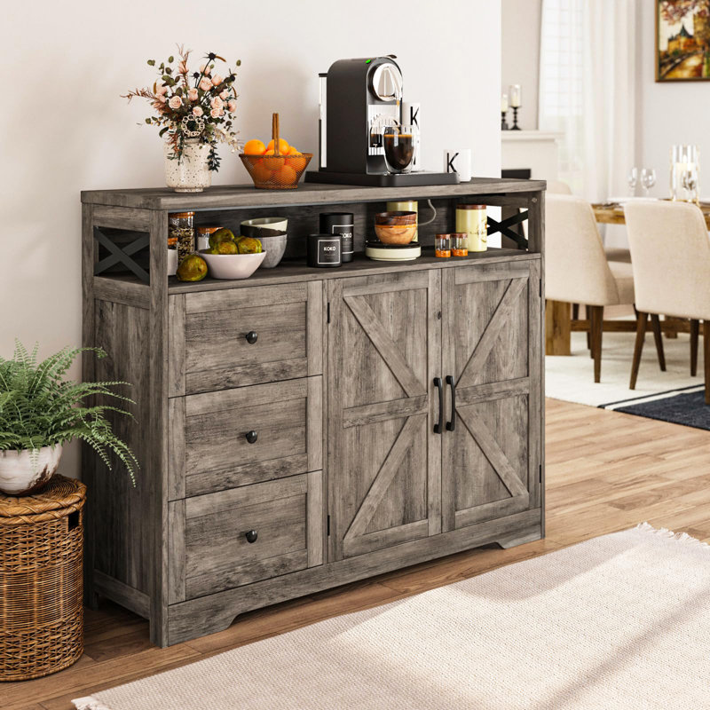 Buffet Farmhouse avec tiroirs, Gris