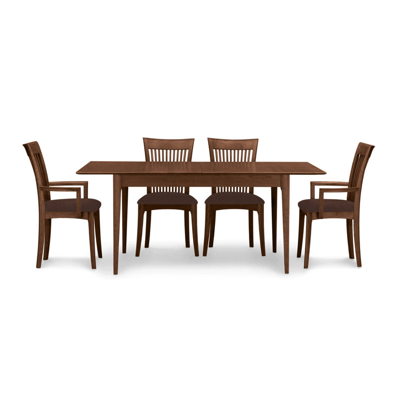 Sarah 4 - Person Solid Wood Top Four Leg Dining Set, Saddle Cherry, 30" H x 48" W x 36" D, Coffee Leather