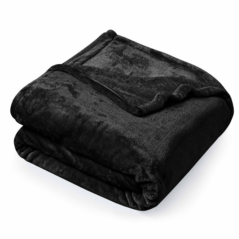 Emmitsburg Plain Weave / Muslin Throw Blanket, Black, 200cm W x 240cm L