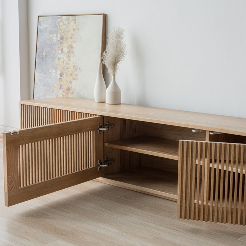 Meuble télé en bois de frêne durable, 70.86"
