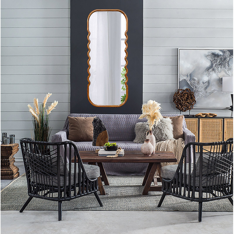 Miroir surdimensionné en bois 31,4 x 1,4 x 74 po avec cadre brun unique