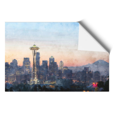 Seattle Skyline Painting - Frameless Print