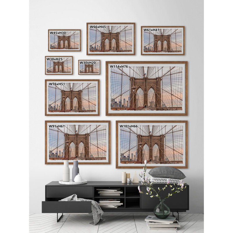 The Iconic Brooklyn Bridge 1 Piece Single Picture Frame Wall Art, 38cm H x 45cm W x 3.81cm D
